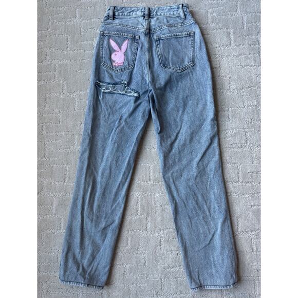 PacSun X Playboy 90s Boyfriend Jeans 25 x 28 Back Slash Light Wash - Picture 2 of 12